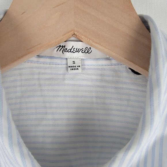 Madewell Button Up Shirt Womens Size S White Short Sleeve Collar Peace Sign - Picture 6 of 10